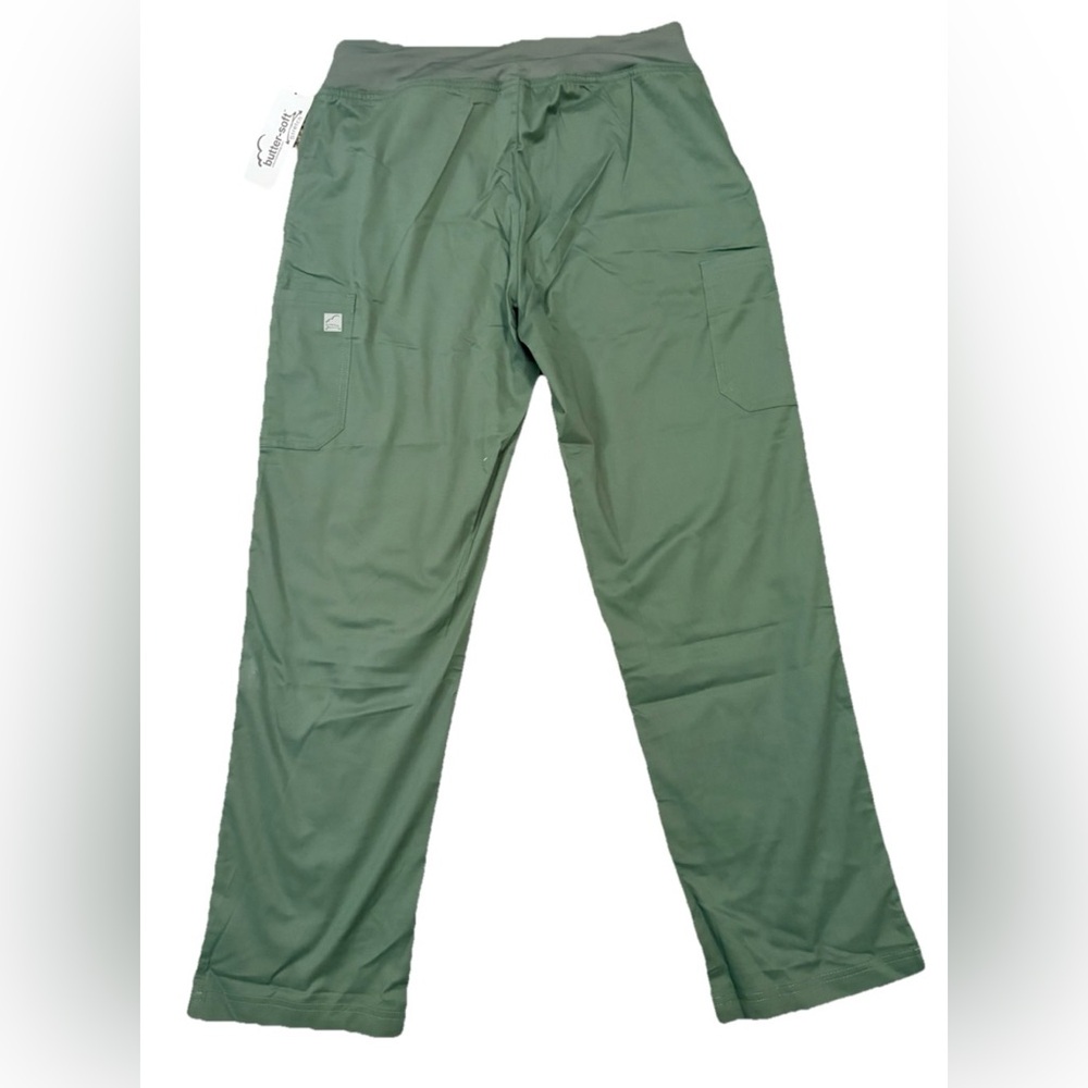Butter Soft Stretch Scrub Pants Medium Light Olive Yoga Waist Cargo Pockets NWT